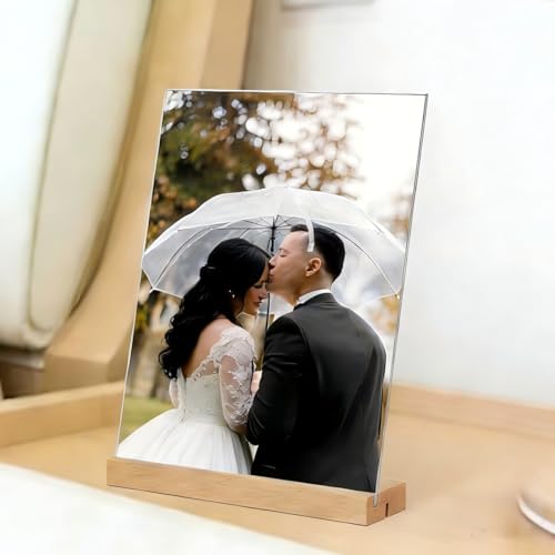 TONICE 8.5 x 11 Acrylic Sign Holder with Wood Base 5 Pack L/T Shape Vertical or Slant Back Display for Wedding, Restaurant, Store, Office, Hotel - Image 5