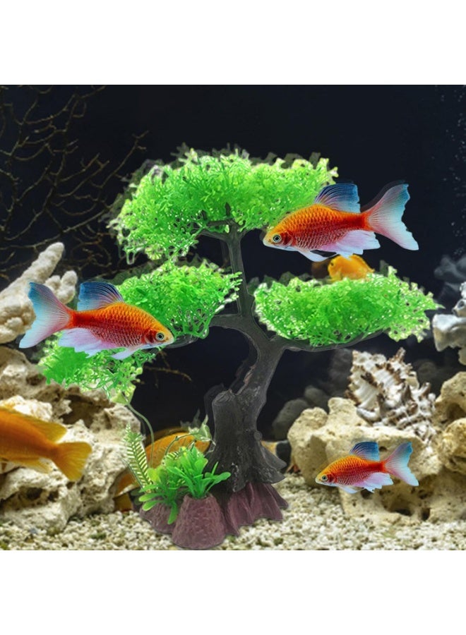 Soofam Fish Tank Plants - Artificial Fish Tank Decorations | Plant Waterscape, Blossom Tree & Grass Aquarium Decor Set, Hides Accessories for Decor - Image 2