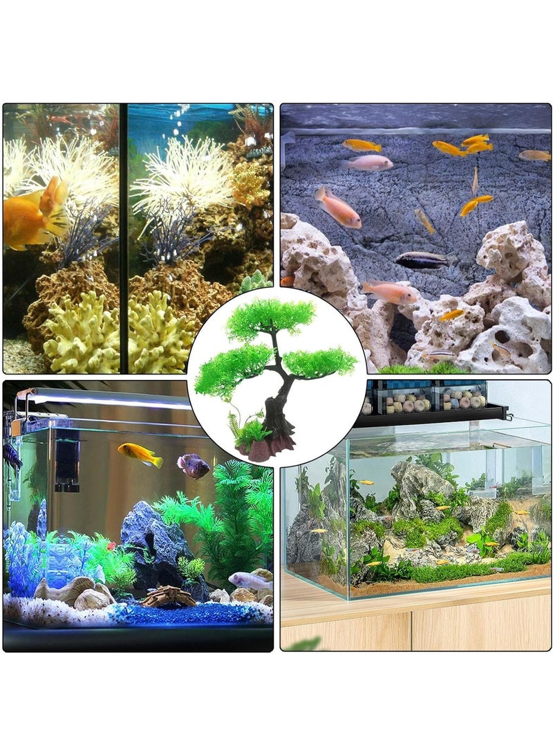 Soofam Fish Tank Plants - Artificial Fish Tank Decorations | Plant Waterscape, Blossom Tree & Grass Aquarium Decor Set, Hides Accessories for Decor - Image 3