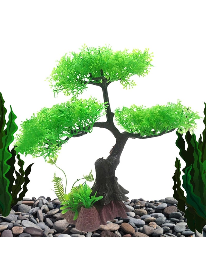 Soofam Fish Tank Plants - Artificial Fish Tank Decorations | Plant Waterscape, Blossom Tree & Grass Aquarium Decor Set, Hides Accessories for Decor - Image 1