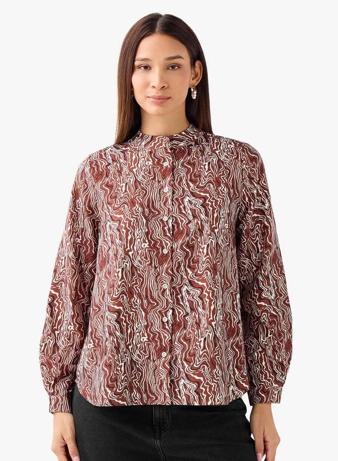سبلاش فيڤ Regular Fit Printed Shirt with Mandarin Collar