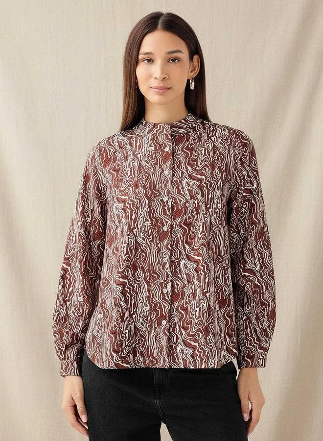 Splash FAV Regular Fit Printed Shirt with Mandarin Collar
