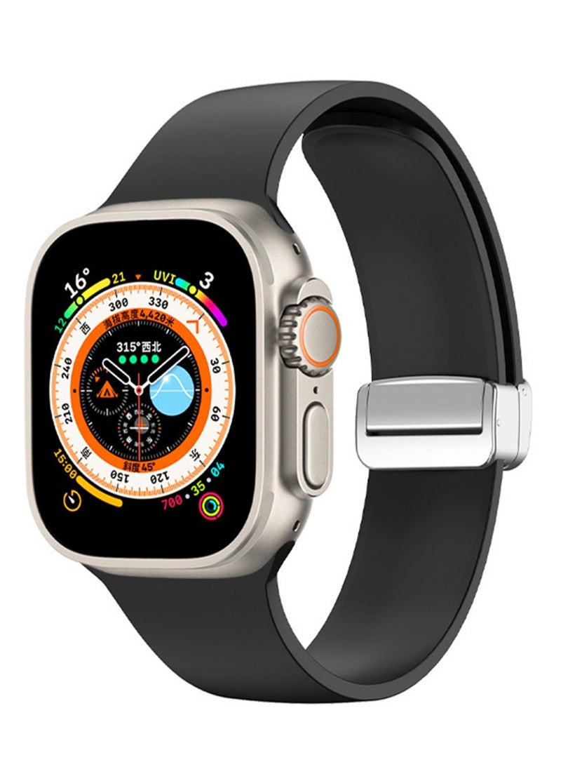 Youque - Silicone Sport Watch Strap/Watchband for Apple iWatch Series 1/2/3/4/5/6/7/8/Ultra 42/44/45/49mm Black - Image 1