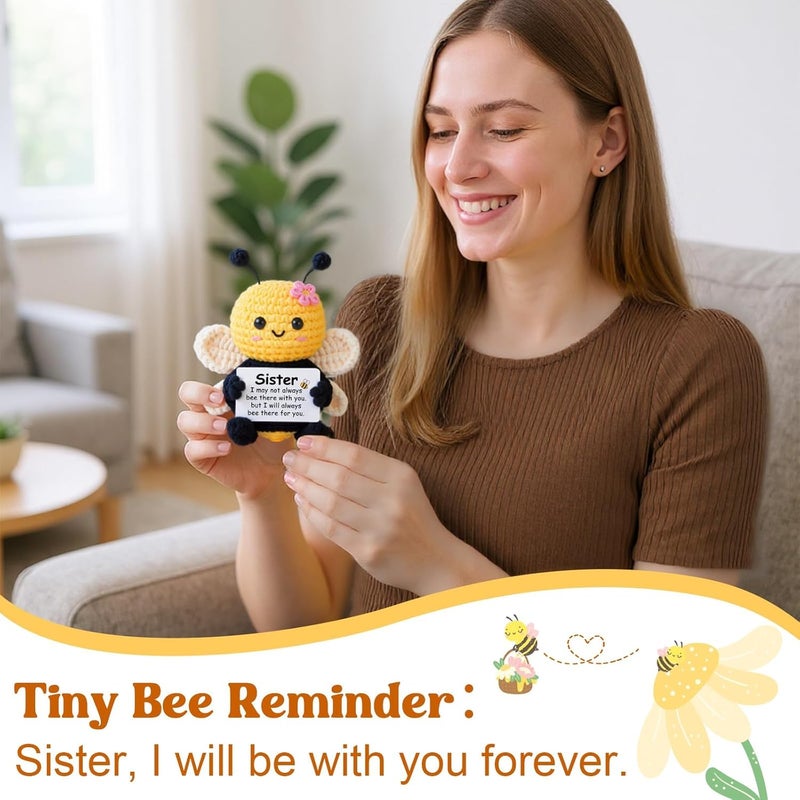 Gleevera Sister Gifts for Christmas, Christmas Sister Gifts from Sisters Brother, My Forever Soul Sisters Gift for Women, Mini Crochet Bee Affirmation Support Presents, Cute Handmade Knitted Decor - Image 5