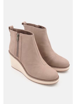 TOMS Women Raven Zipper Closure Ankle Boot, Tan  - Image 1