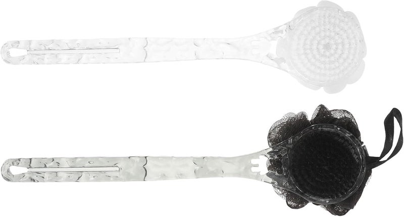 iplusmile 2pcs Exfoliating Back Scrubber and Dual-Sided Body Brush with Long Handle for Shower, Frosted Texture Bath Brush Set in Crackle Black and Frosted White, Suitable for Men and Women - Image 1