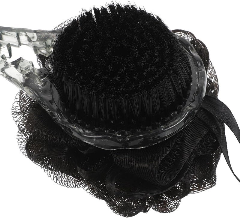 iplusmile 2pcs Exfoliating Back Scrubber and Dual-Sided Body Brush with Long Handle for Shower, Frosted Texture Bath Brush Set in Crackle Black and Frosted White, Suitable for Men and Women - Image 3