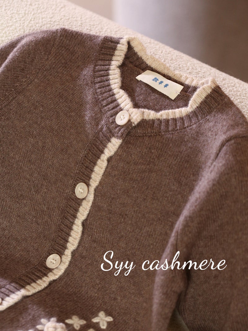 Number Of Sheep And Sheep A Generation Of Children'S Cashmere Sweater Girls Baby Sweet Retro Embroidered Sweater Cardigan Thickened - Image 5