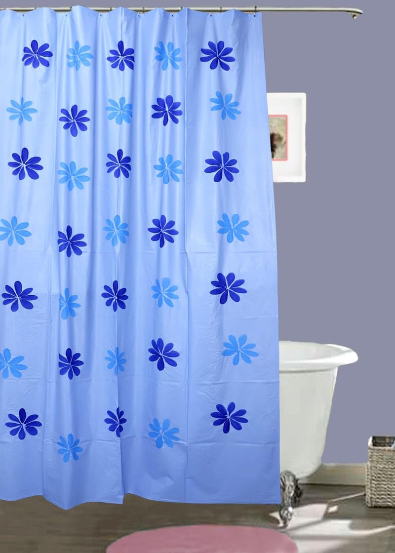 REKARDO PVC Waterproof Shower Curtain with 8 Hook Printed Shower Curtain (Flower Pattern- 1)