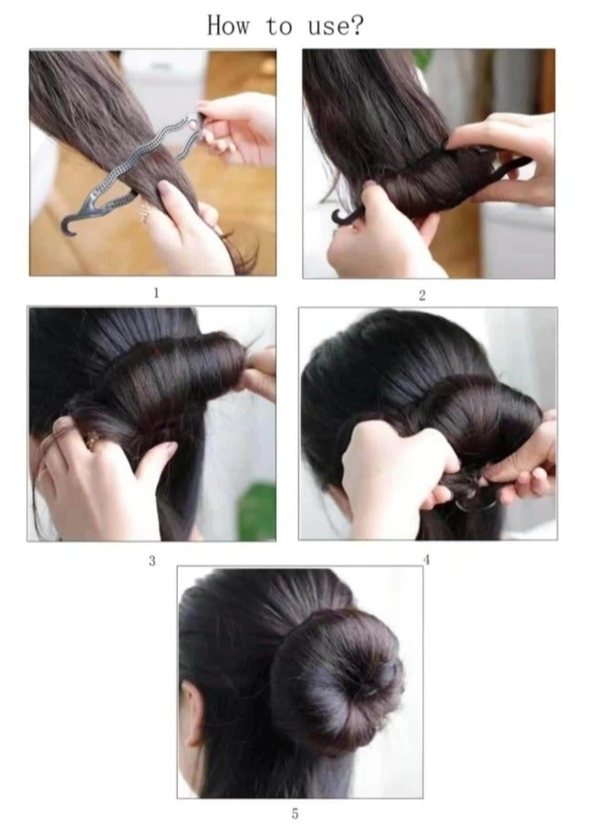 4pcs pack Blue Hair Bun Maker Set, Hair Styling Tool Kit Including Hair Bun Shaper, Hair Braiding Tool, Ponytail Holder, And Hair Pins - Image 3
