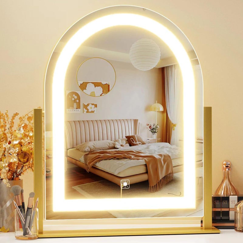 Gvnkvn Arched Makeup Vanity Mirror with Lights 172 LED Makeup Mirror Detachable 10X Magnification Hollywood Make Up Mirror with Lighting Smart Touch 360 Rotation GoldGift Box - Image 2