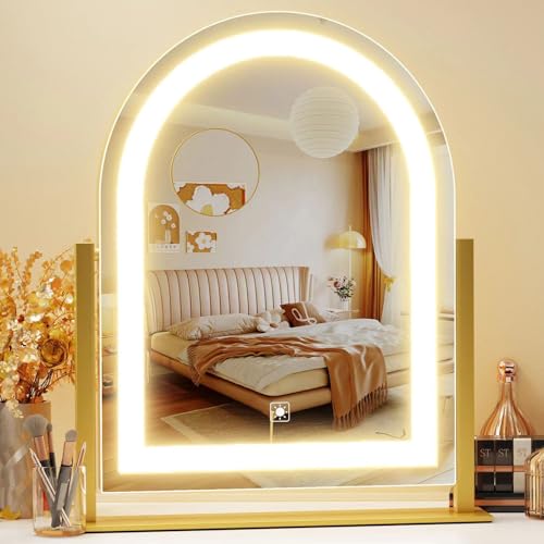 Gvnkvn Arched Makeup Vanity Mirror with Lights 172 LED Makeup Mirror Detachable 10X Magnification Hollywood Make Up Mirror with Lighting Smart Touch 360 Rotation GoldGift Box - Image 1