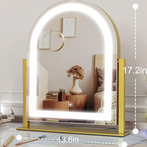 Gvnkvn Arched Makeup Vanity Mirror with Lights 172 LED Makeup Mirror Detachable 10X Magnification Hollywood Make Up Mirror with Lighting Smart Touch 360 Rotation GoldGift Box - Image 3