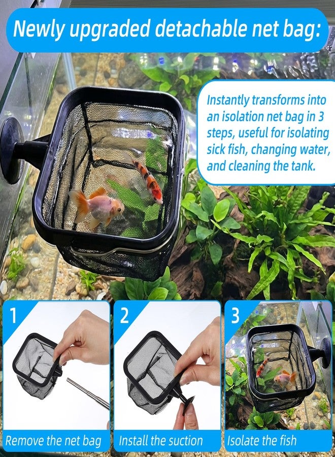 WJIAAA Aquarium Shrimp Net, 3 PCS Small Fish Nets for Fish Tank with Long Extendable Stainless Steel Handle, 3.15 Inch Round+Square Fine Mesh Net for Fishes Shrimp Tank Pond Creek Food Residue Debris - Image 5