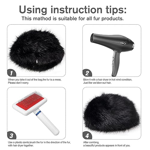 Dikoaina Faux Fur Cossack Russian Style Hat for Ladies Winter Hats for Women, Medium, Black - Image 4