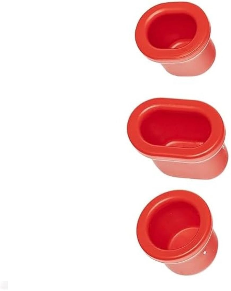 Lip Plumper Tool - Small Oval, Medium Oval, & Large Round Enlarger - Self Suction Plumping Device For Fuller Lips - Plump in Seconds - Natural Instant Lip Enhancement - Red Plastic Plumpers