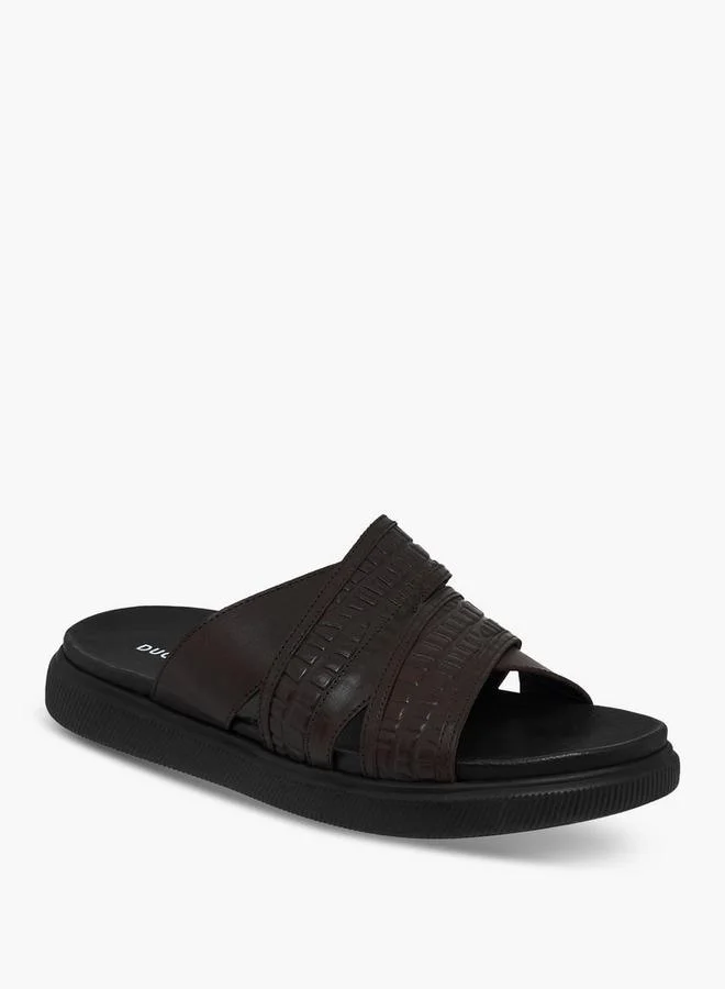 دوتشيني Men Leather Cross Strap Sandals