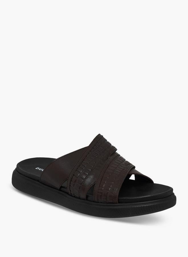 DUCHINI Men Leather Cross Strap Sandals - Image 3