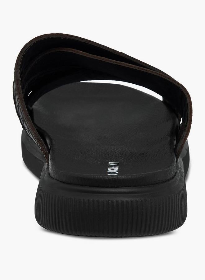 DUCHINI Men Leather Cross Strap Sandals - Image 5