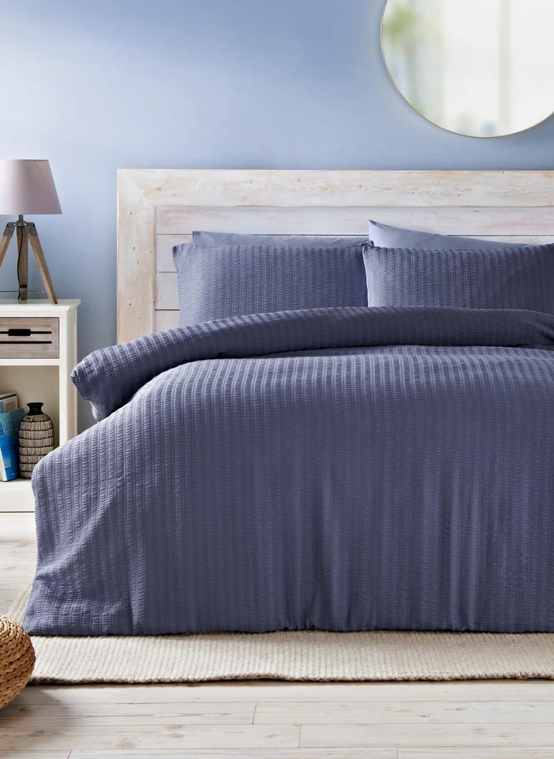 Matalan Blue Stripe Seersucker Duvet Set