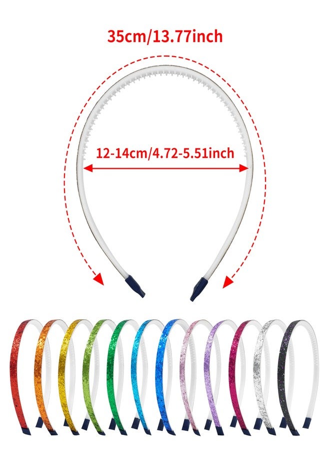 PET SHOW 12 Pack Thin Glitter Headbands for Girls Non-Slip Elastic Sparkle Head Bands with Tiny Teeth Sequin Bling Hairbands Accessories Birthday Party Gift - Image 2