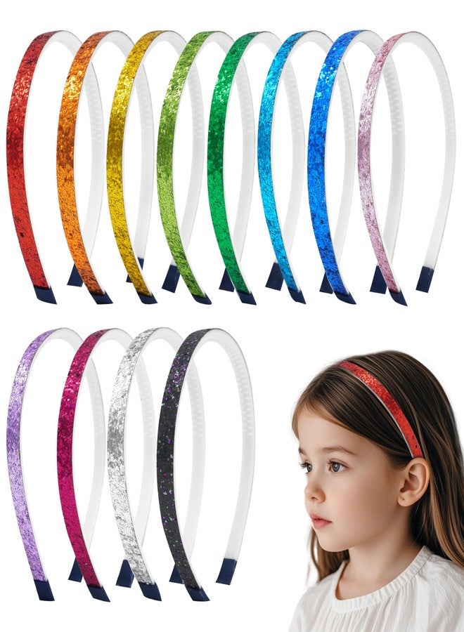 PET SHOW 12 Pack Thin Glitter Headbands for Girls Non-Slip Elastic Sparkle Head Bands with Tiny Teeth Sequin Bling Hairbands Accessories Birthday Party Gift - Image 1
