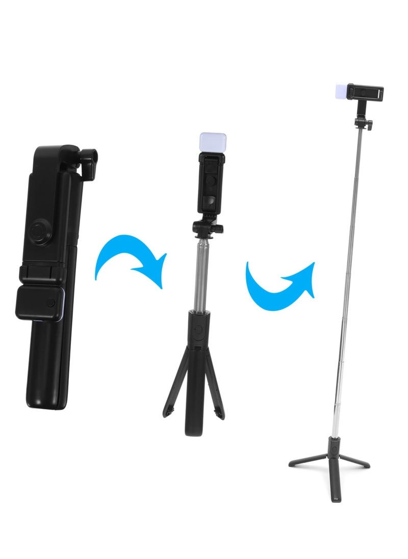 Orleans Cloud - Portable Foldable Mini Desktop Tripod Phone Holder | 3 Sections Extendable Adjustable Clip for Smartphone | Ideal for Vlog Recording, Selfies, & Live Streaming - Image 1
