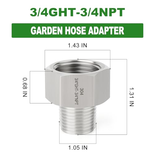 TAISHER 5PCS 304 Stainless Steel Garden Hose Adapter 34 GHT Female x 34 NPT Male Garden Hose Connector with Washers - Image 3