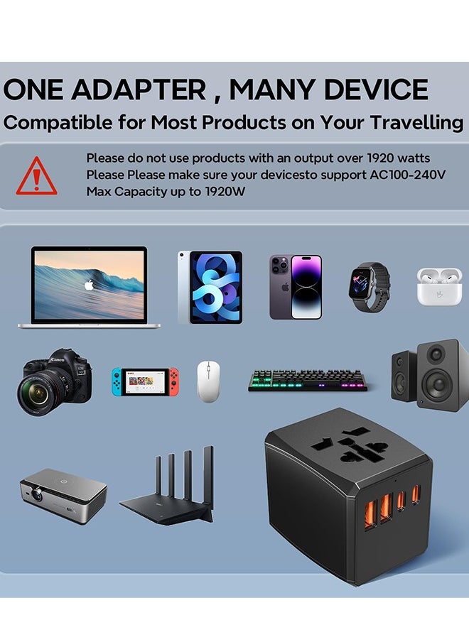 Generic Universal Travel Adapter Worldwide with 2 USB C and 2 USB A Ports, 30W Universal Plug Adaptor UK to World, International Travel Adapter for Multi Countries EU, USA, UK, Australia, Thailand etc (Black)  - Image 4