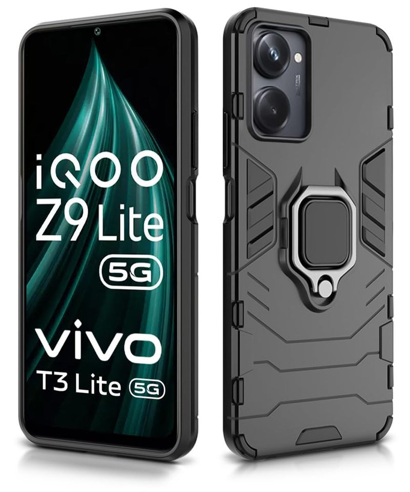 AIBEX Armor Back Cover Compatible for Vivo Y28S 5G / iQOO Z9 Lite/Vivo T3 Lite/Vivo Y18 / Vivo Y18e / Vivo Y18i / Vivo Y18t| Rugged Shockproof Case with Ring Holder & Kickstand | Military-Grade - Image 3