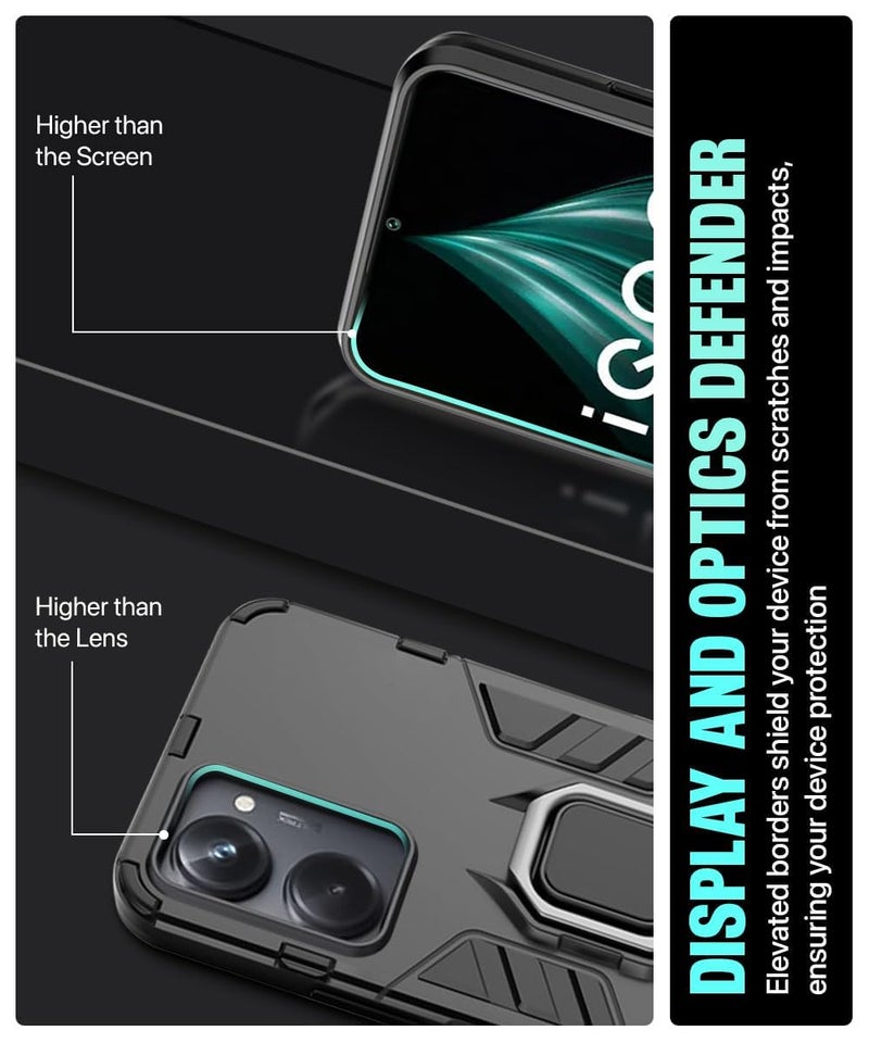 AIBEX Armor Back Cover Compatible for Vivo Y28S 5G / iQOO Z9 Lite/Vivo T3 Lite/Vivo Y18 / Vivo Y18e / Vivo Y18i / Vivo Y18t| Rugged Shockproof Case with Ring Holder & Kickstand | Military-Grade - Image 4
