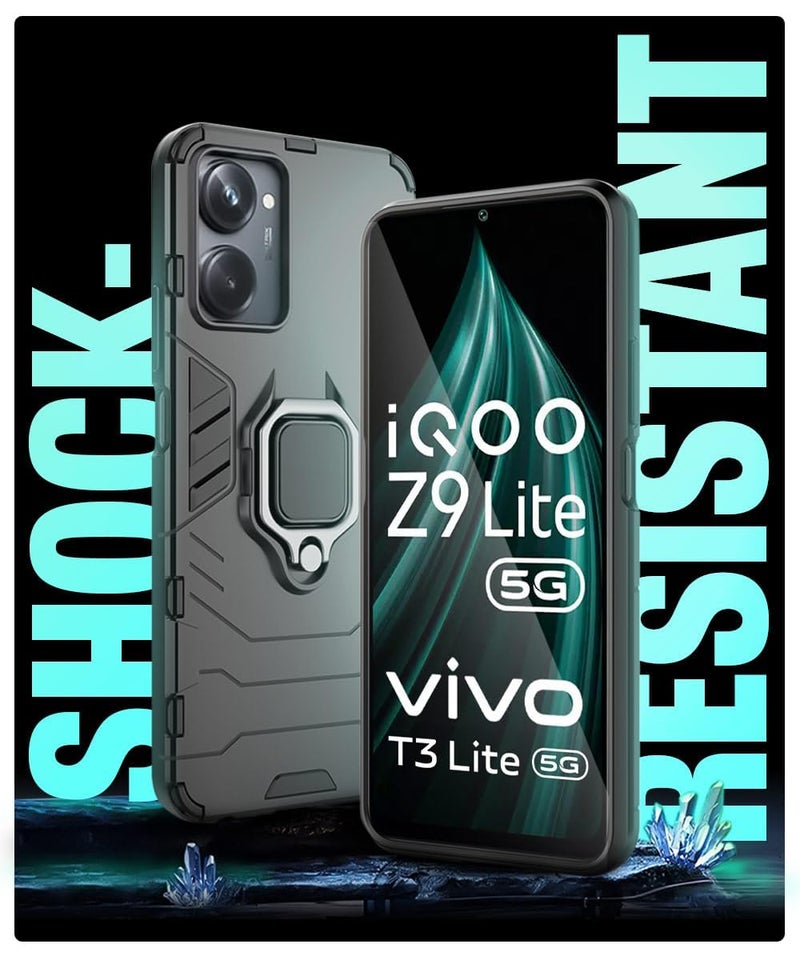 AIBEX Armor Back Cover Compatible for Vivo Y28S 5G / iQOO Z9 Lite/Vivo T3 Lite/Vivo Y18 / Vivo Y18e / Vivo Y18i / Vivo Y18t| Rugged Shockproof Case with Ring Holder & Kickstand | Military-Grade - Image 5