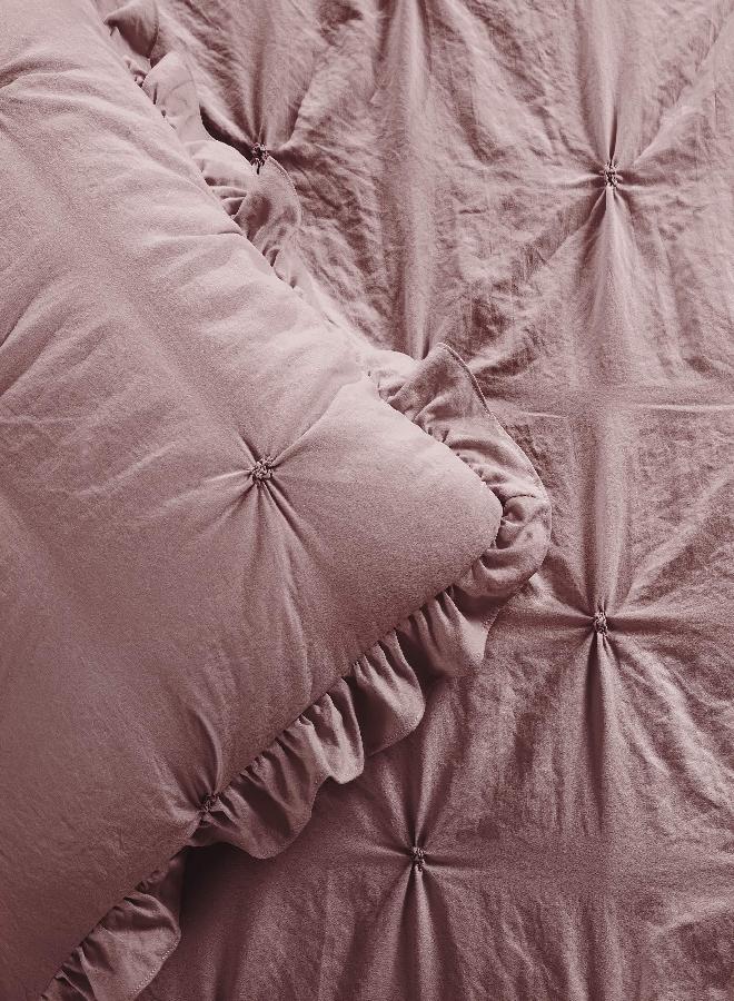 Lush Decor Lush Decor Ravello Pintuck Ruffle Skirt Bedspread Vintage Chic Farmhouse Style Lightweight 3 Piece Set, Queen, Woodrose  - Image 1