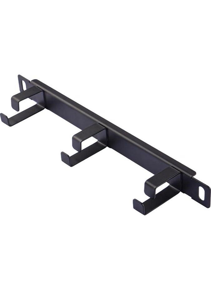 erorex 0.5U Metal Horizontal Rackmount Cable Manager with 3 D-Ring Hooks – 10 Inch Server Rack Cable Management Panel for DeskPi Rackmate T1  - Image 1