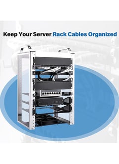 erorex 0.5U Metal Horizontal Rackmount Cable Manager with 3 D-Ring Hooks – 10 Inch Server Rack Cable Management Panel for DeskPi Rackmate T1  - Image 3
