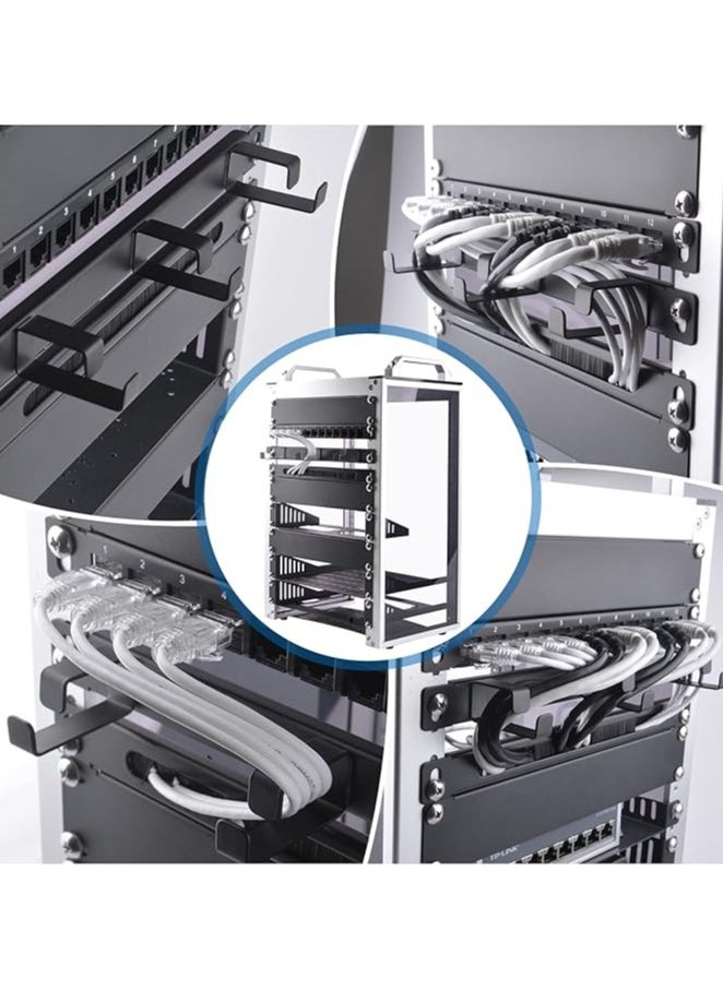 erorex 0.5U Metal Horizontal Rackmount Cable Manager with 3 D-Ring Hooks – 10 Inch Server Rack Cable Management Panel for DeskPi Rackmate T1  - Image 4