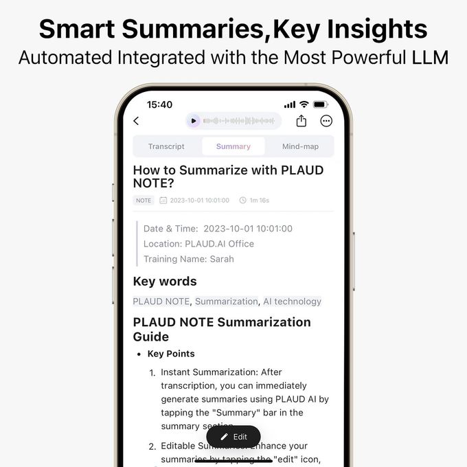 PLAUD Ai Voice Recorder, Plaud Note Voice Recorder W/Case, App Control, Transcribe & Summarize With Ai Technology, Support 112 Languages, 64Gb Memory, Audio Recorder For Lecture, Meeting, Call, Interview - Image 3