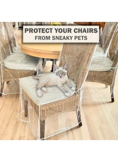 Evelots Evelots Dining Room/Kitchen Chair Cover/Protector-8 Pack- Heavy Duty Clear PVC Vinyl-No Dust/Spill/Pet Hair/Pet Claws, Easy Clean Slipcover  - Image 4