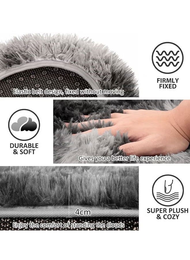3-Piece Bathroom Mat Set, Anti-Slip Absorbent Floor Mat, Quick-Dry Plush Bathroom Mat, Ultra Soft Comfortable Bath Rug, Washable Cartoon Bathroom Rug, Easy to Clean, Toilet Rug, Area Rug, Carpet for Bathroom, Shower, Tub, Toilet - Image 3
