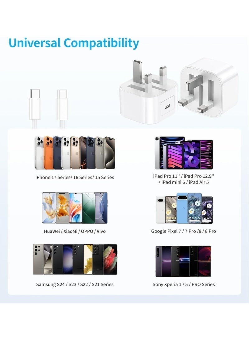 نيكور شاحن آيفون (iPhone 17, 16 & 15 Pro Max) بمنفذ USB-C وقوة 40 واط، مرفق بكابل شحن سريع بطول 1 متر (من النوع C إلى C)؛ متوافق مع هواتف iPhone 16 / 15 Pro Max / 15 Pro / 15 Plus / 15، وهاتف Samsung S26، وجميع الهواتف والأجهزة اللوحية (التابلت) المزودة بمنفذ USB-C. - Image 2