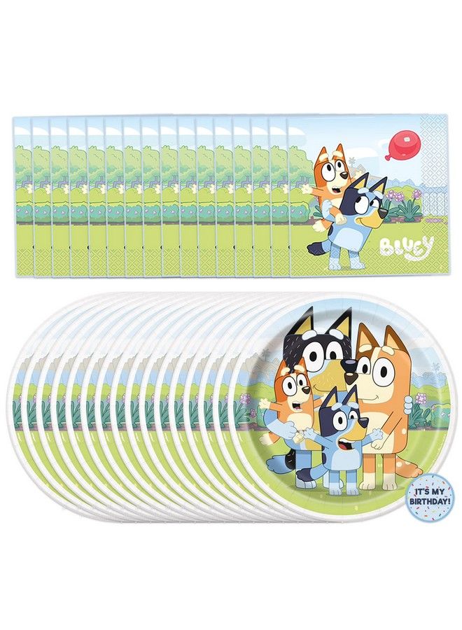 Unique لوازم حفلات أعياد الميلاد من Bluey؛ تكفي 16 شخصًا؛ لوازم حفلات Bluey؛ ديكورات أعياد الميلاد من Bluey؛ ديكورات حفلات Bluey؛ أطباق ومناديل Bluey - Image 2