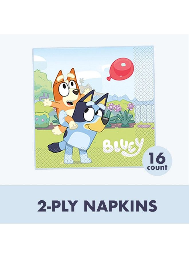 Unique لوازم حفلات أعياد الميلاد من Bluey؛ تكفي 16 شخصًا؛ لوازم حفلات Bluey؛ ديكورات أعياد الميلاد من Bluey؛ ديكورات حفلات Bluey؛ أطباق ومناديل Bluey - Image 4