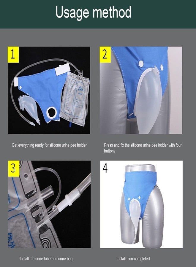 VALUEVIBES أكياس تجميع البول القابلة لإعادة الاستخدام للرجال والنساء - أكياس تصريف البول المحمولة وسراويل سلس البول | نظام بولي مانع للتسرب للنساء طريحات الفراش وكبار السن (أزرق للرجال) - Image 3