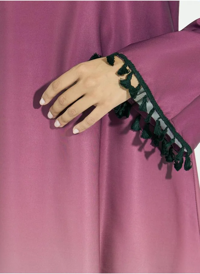 Styli Gradient Effect Jalabiya with Tassel Detail