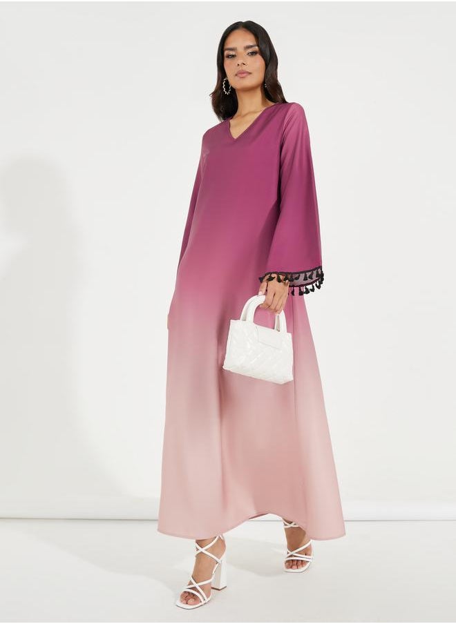 Styli - Gradient Effect Jalabiya with Tassel Detail - Image 1