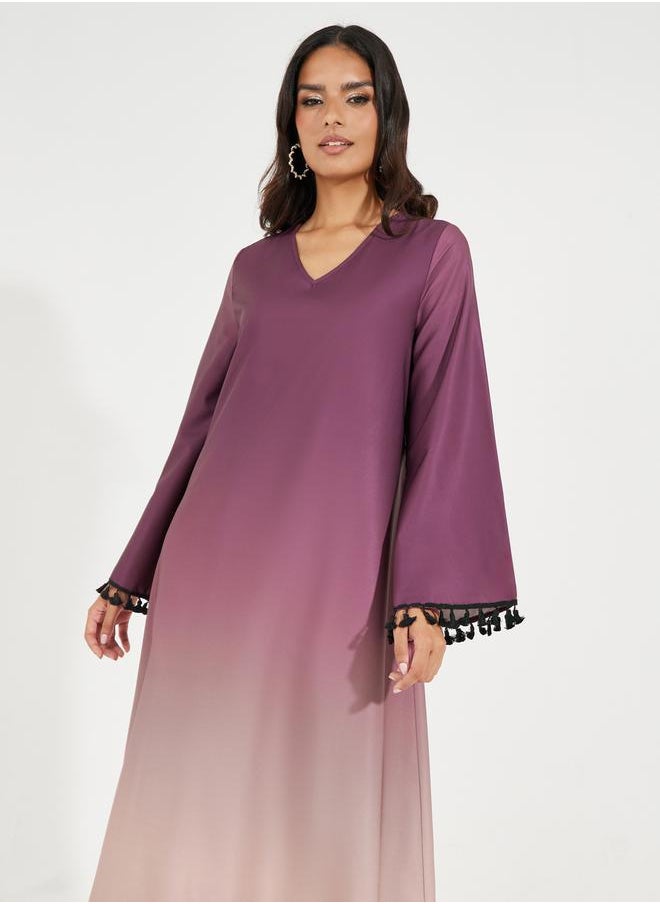 Styli - Gradient Effect Jalabiya with Tassel Detail - Image 1