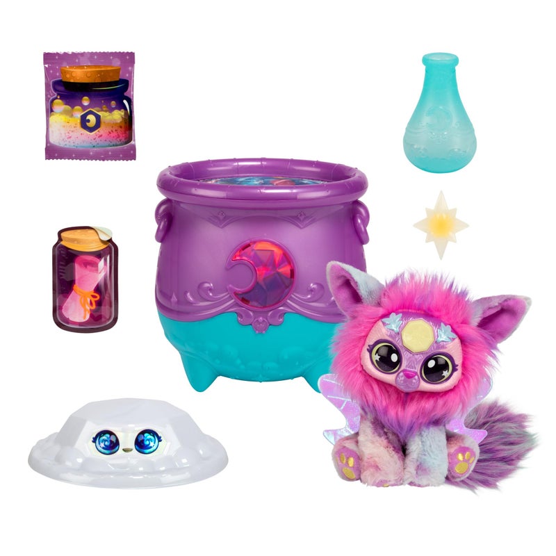 Magic Mixies Magical Gem Surprise Cauldron: Moon. with New Shimmer Eyes! Reveal an Mixie Plushie from The Fizzing Cauldron and Discover 2 Magical Lunar Gem Surprises! Styles May Vary - Image 1