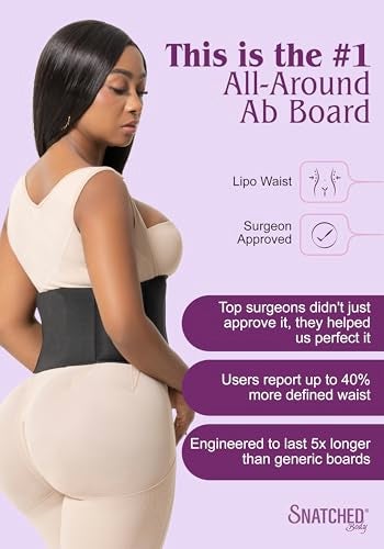 Snatched Body 360 Liposuction Wrap Around Foam | Boards for Lipo Tummy Tuck Recovery | Tabla Post Quirurgica Postoperatorio Abdomen Black - Image 2