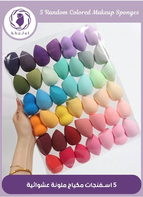 5pcs Makeup Sponge Set, Random Colors and Shapes, Multi-color, Wet and Dry Beauty Sponges, Suitable for All Skin Types (Random)