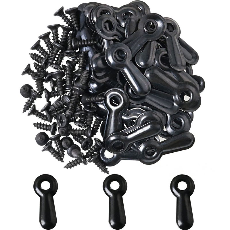 MEETOOT 50pcs Picture Frame Turn Button Plastic Sheet Black with Mounting Screws for Hanging Pictures Photos Drawing